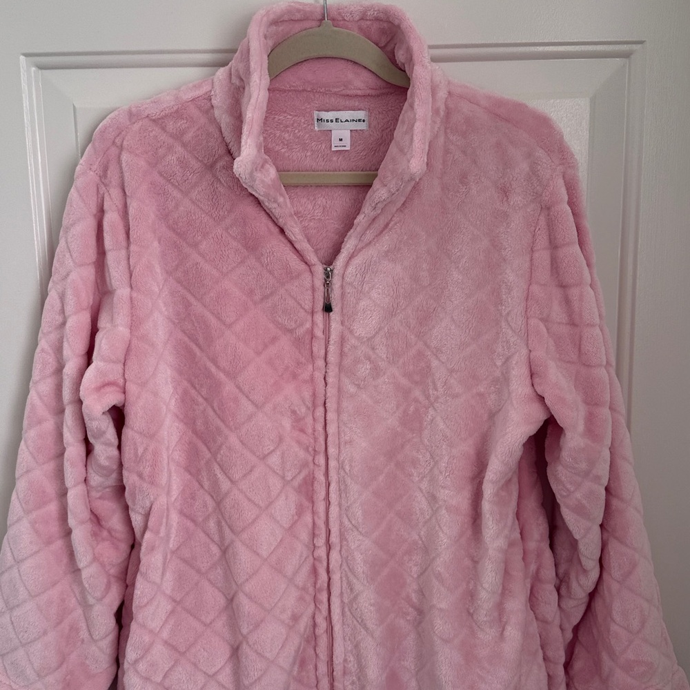 Miss Elaine Pink Full Zip Comfy Robe - Size Medium.